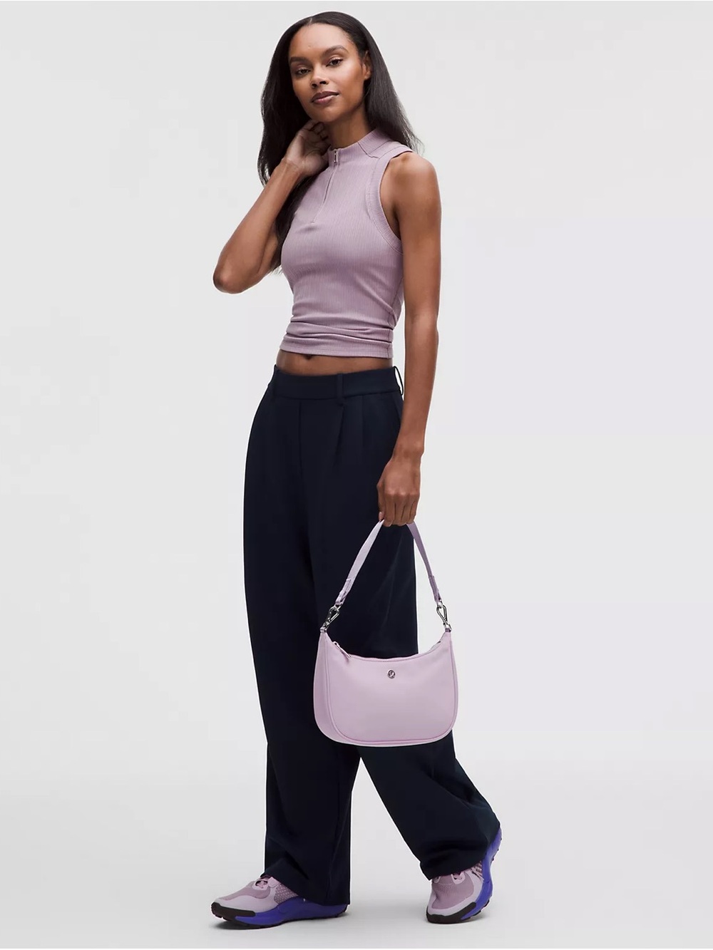 Lululemon City Essentials Small Shoulder Bag 3L- Lilac Play/Silver